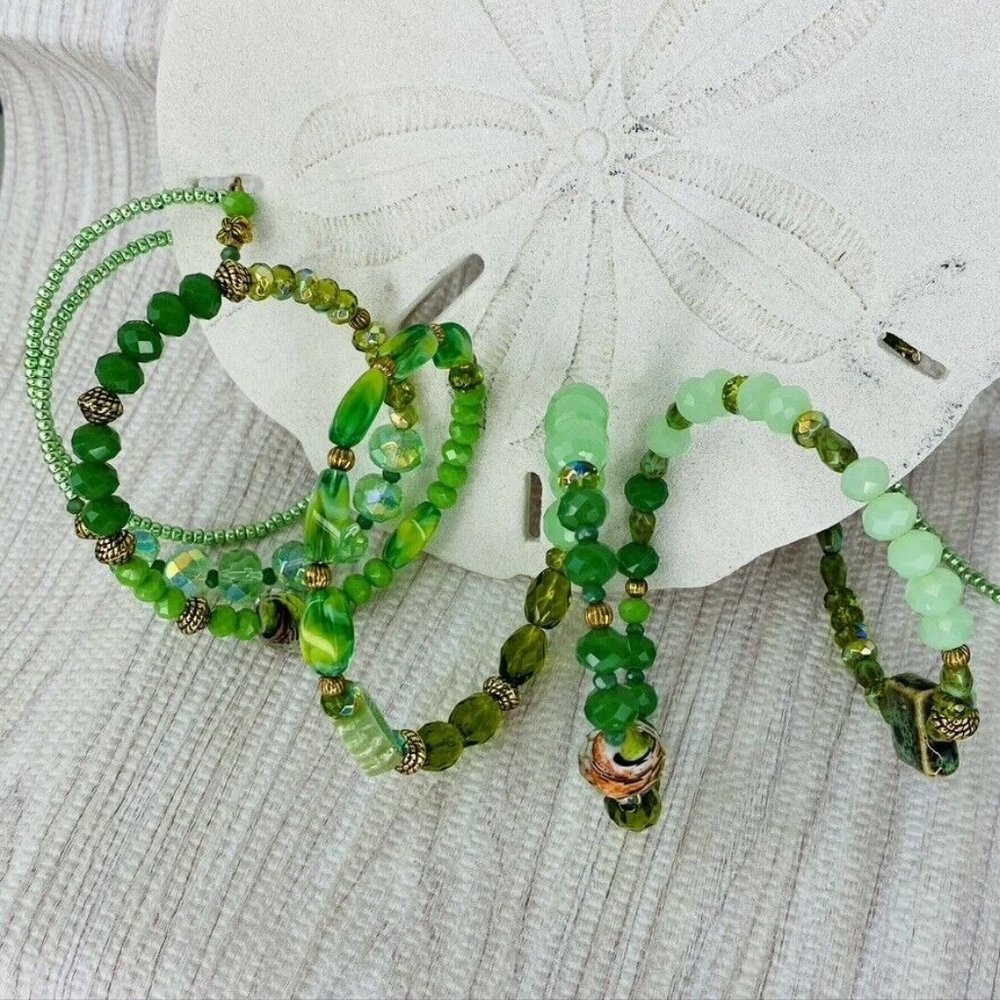 Green Swarovski Crystal Czech Stack Wrap Bracelet - image 4